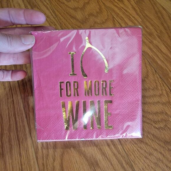 NEW I Wish For More Wine Foil Party/Beverage/Cocktail Napkins | 5" square - Picture 2 of 4
